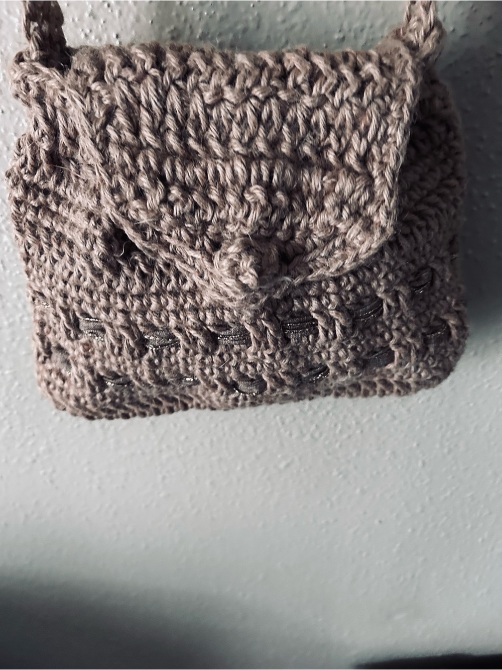 Hand-Crocheted Taupe Crossbody Bag - Stylish Everyday Carry